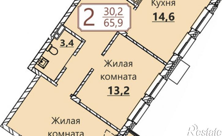 2-комн квартира в новом доме улица Герцена, поз3,  д. поз3