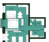 2-комн, 78 кв м, этаж 3/9 