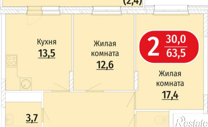 2-комн квартира в новом доме улица Василия Алендея, 3,  д. 3