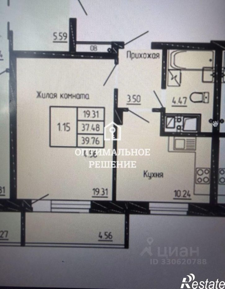 1-комн квартира в новом доме пр-д Мясокомбинатский 7-я линия, 100В,  д. 100В