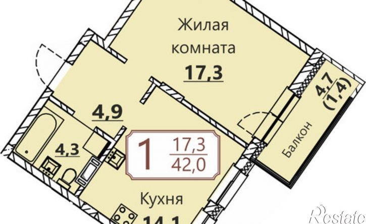1-комн квартира в новом доме ул 2-ая Герцена, 6,  д. 6