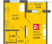 2-комн, 65 кв м, этаж 13/16 
