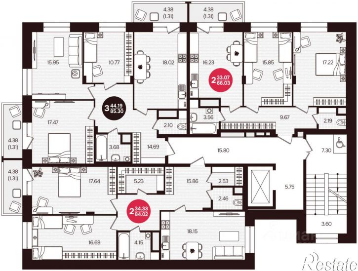 3-комн квартира в новом доме ул Фруктовая, 37,  д. 37
