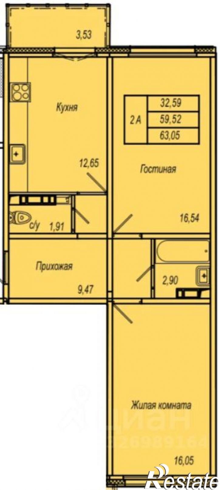 2-комн квартира в новом доме