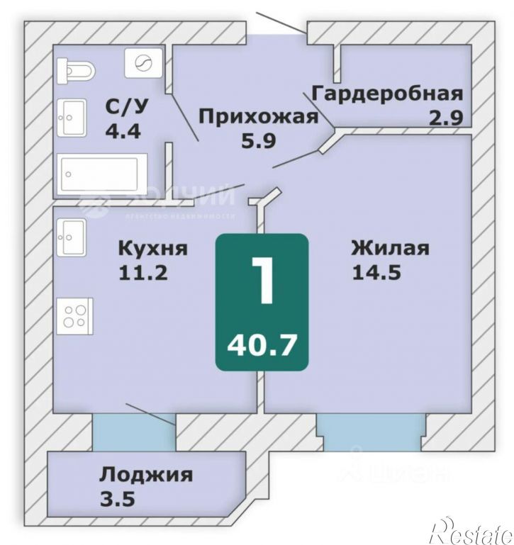 1-комн квартира в новом доме Чебоксарский проспект, 5 к2,  д. 5 к2