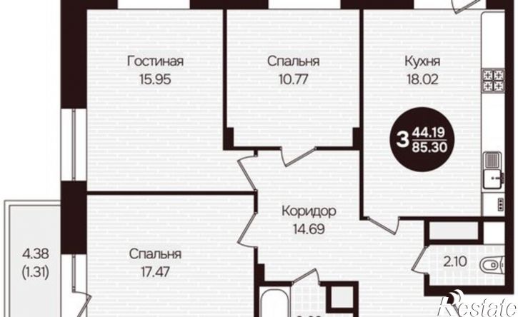 3-комн квартира в новом доме ул Фруктовая, 37,  д. 37