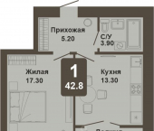 1-комн, 42 кв м, этаж 7/8 улица И.П. Прокопьева