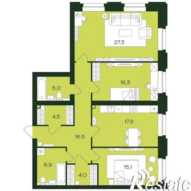 3-комн квартира в новом доме Чебоксарский проспект, 45 к3,  д. 45 к3