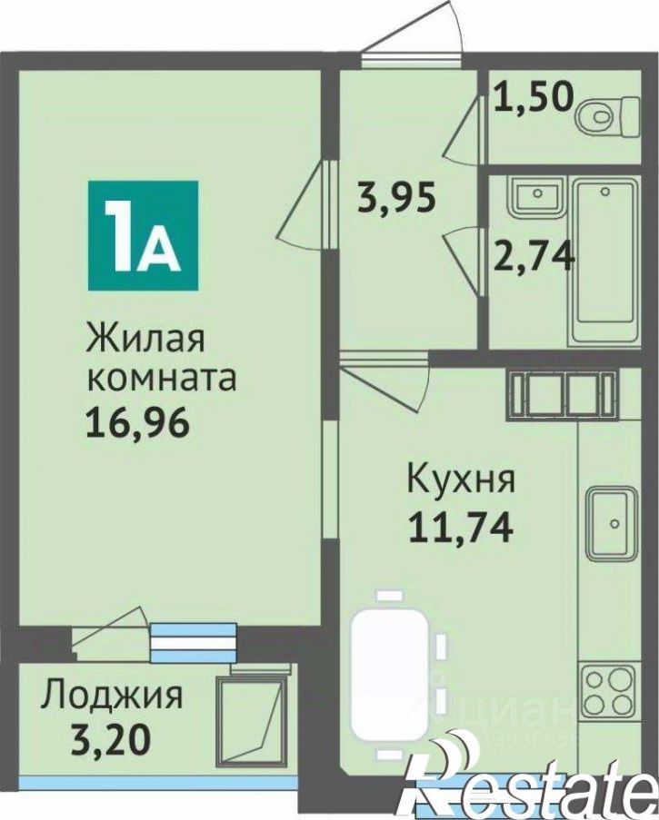 1-комн квартира в новом доме улица Богдана Хмельницкого, поз.3,  д. поз.3
