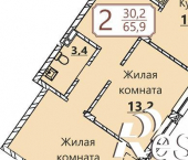 2-комн, 66 кв м, этаж 6/8 улица Герцена, поз3